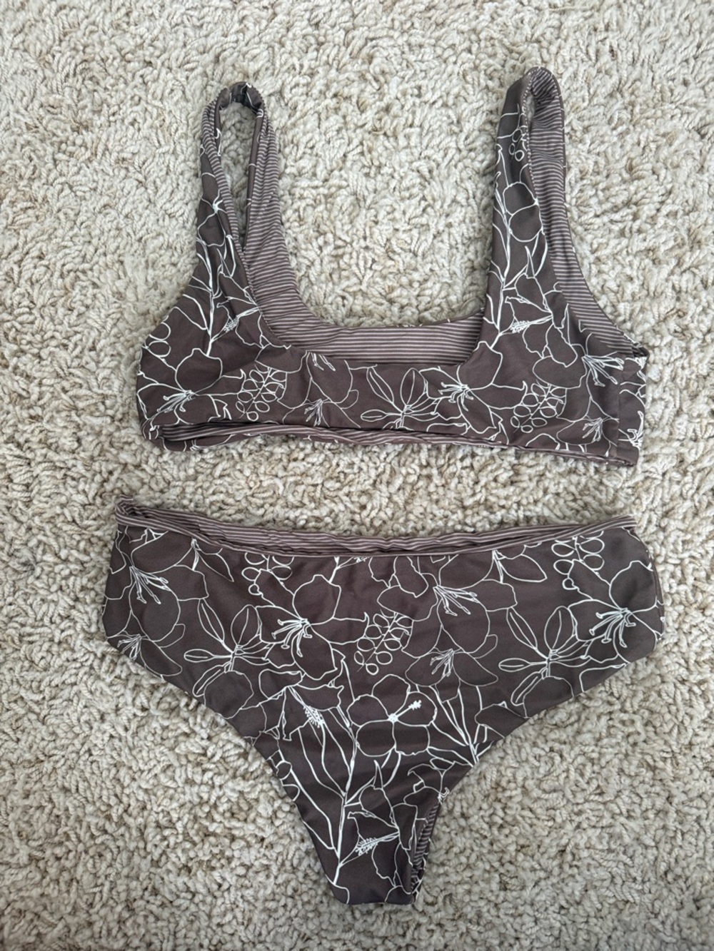 acacia swimwear Brown Floral Scoop-Top High-Waist Bikini set - Picture 5 of 5